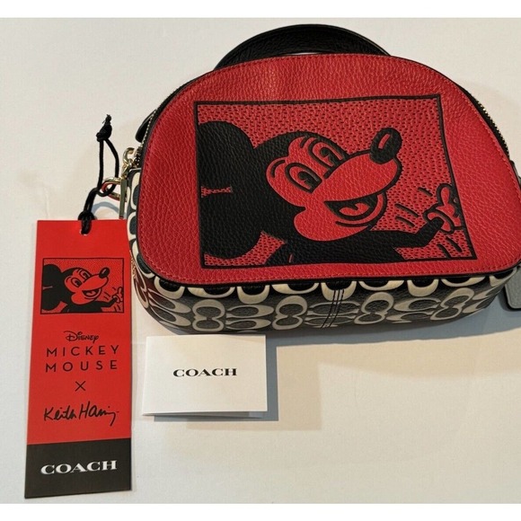 Coach (C6977) Mickey Mouse X Keith Haring Serena Leather Satchel Handbag Purse - Picture 1 of 9